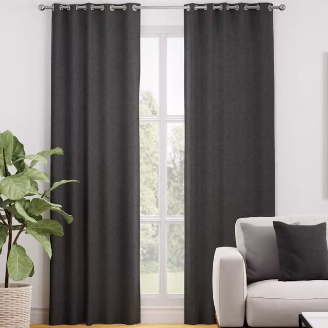 Terrys Kansai Plain Made to Measure Blackout Eyelet Curtain Panel in Grey