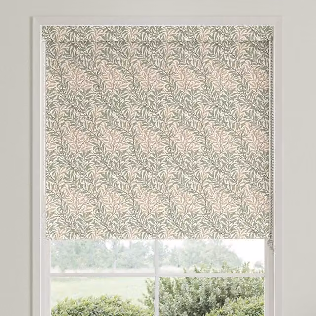 William Morris Willow Bough Semi-Transparent Made To Measure Roller Blind in Sage Green and Multicolour Floral Pattern