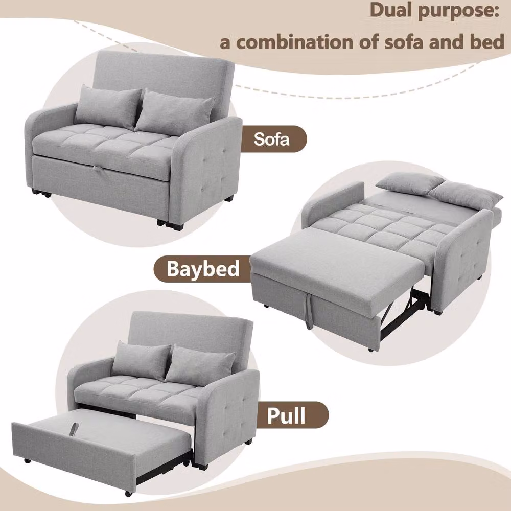 ModernLuxe Convertible Folding Sofa Bed with Adjustable Backrest and Daybed in Dark Grey – 4