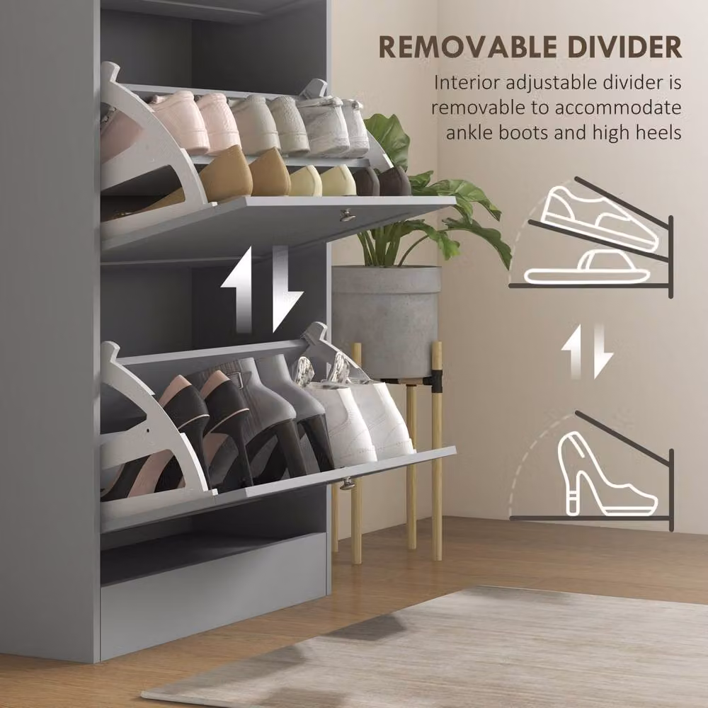 Wyld Haus Sari Grey 3 Drawer Compact Wall Mounted Shoe Cabinet – 4