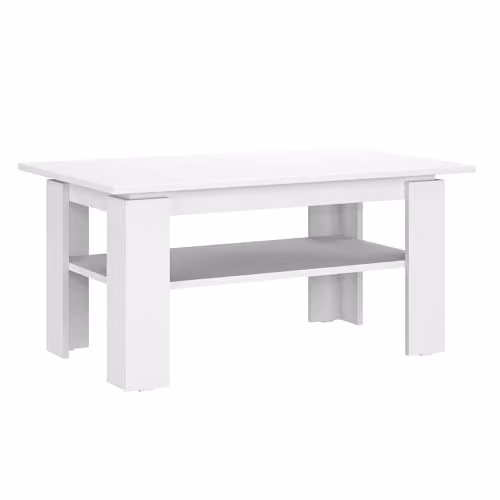 Mobelix Shefa Line Element 900 Coffee Table in White with Open Shelf and Wood Finish