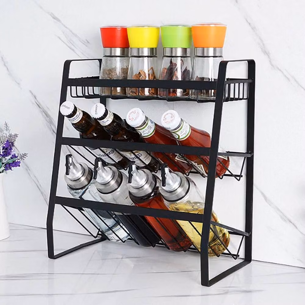 KORVIXA Black Metal Kitchen Storage and Dish Drying Rack – 4