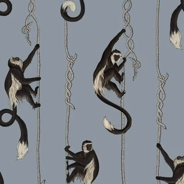 House of Hackney Troop Animal Print Wallpaper in Blue and Grey