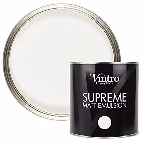 Vintro White Matt Emulsion Chalk Finish Wall and Ceiling Paint, 2.5L