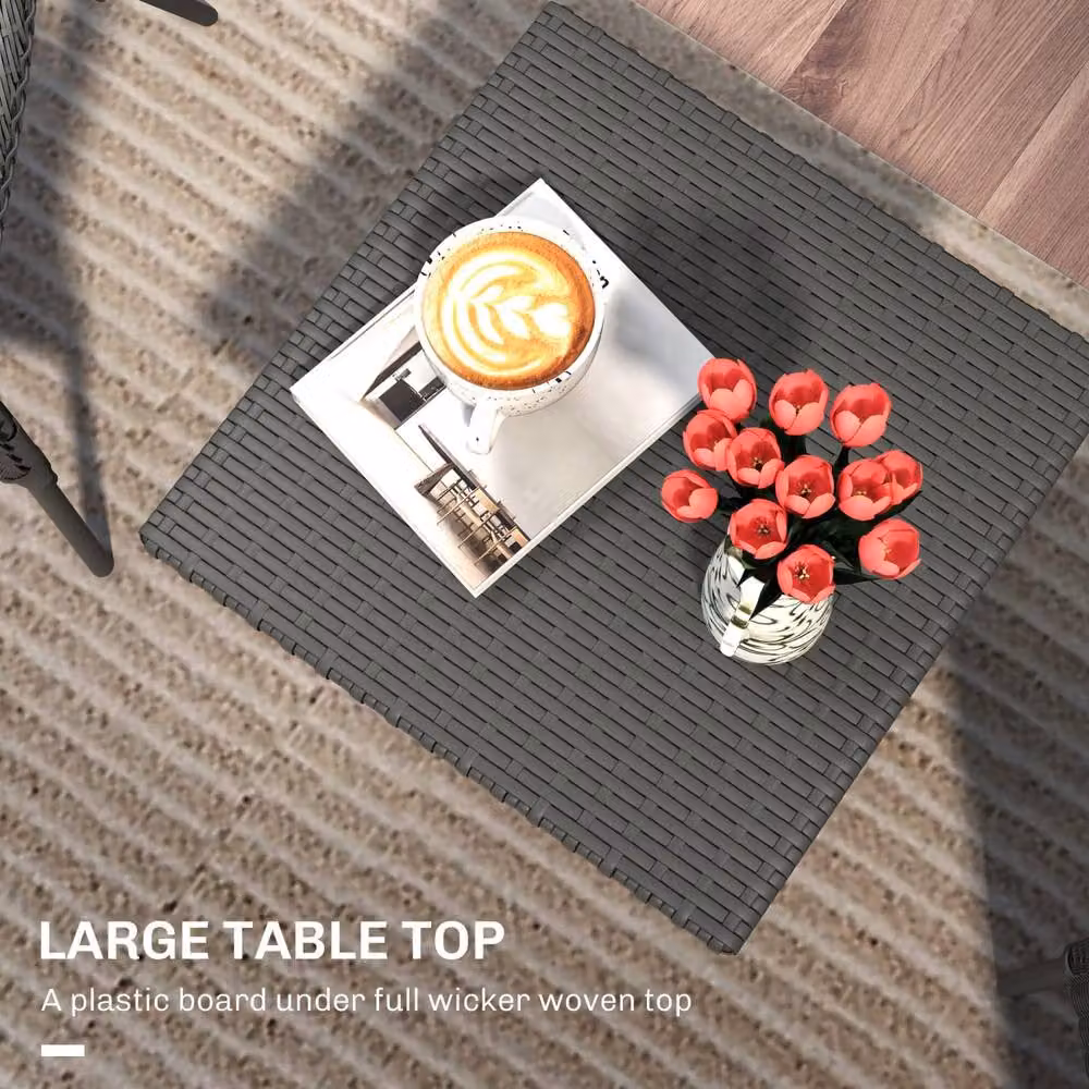 Wyld Haus Nari Grey Rattan and Steel Outdoor Side Table with Woven Top – 4