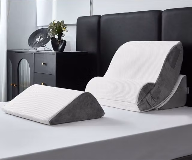 Ezysleep 4 Piece Adjustable Memory Foam Wedge Pillow Set in White