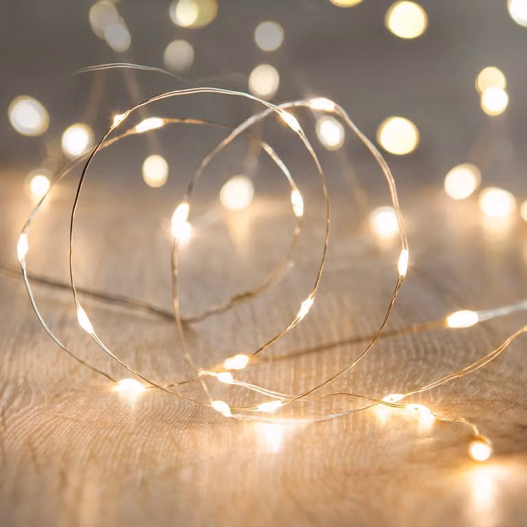 Lights4fun Set of 6 Battery Operated Warm White Micro LED Fairy Lights on Silver Wire