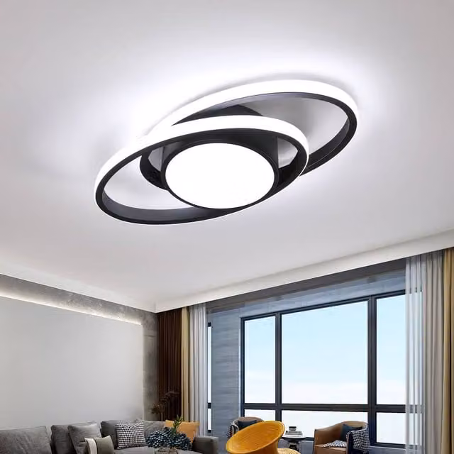 Goeco Modern Round LED Ceiling Light, 39W, 6500K Cool White, Black – 1