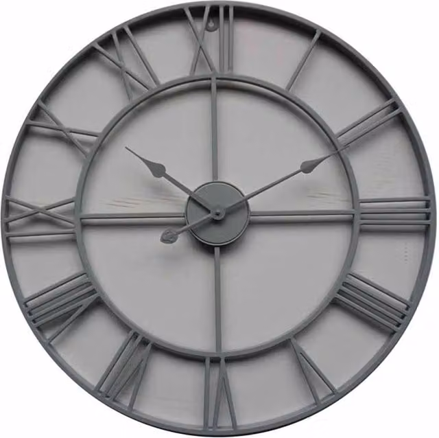 Lemon Pavilion Furniture and Decor Grey Metal Skeleton Analog Wall Clock, W70 x H70 cm