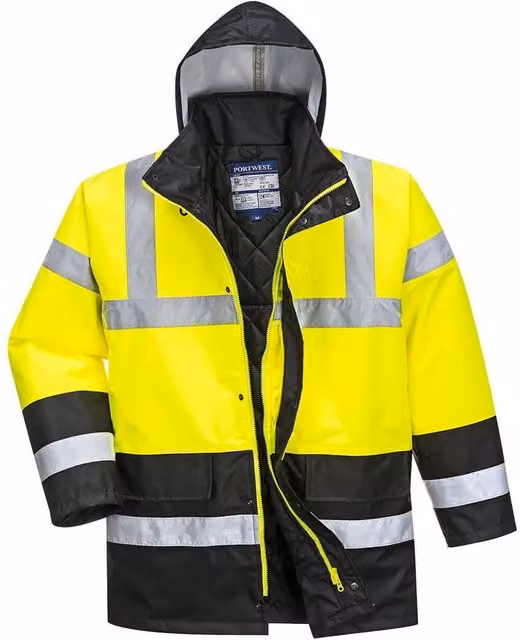 Portwest Mens Class 3 Hi-Vis Winter Traffic Jacket in Yellow and Black