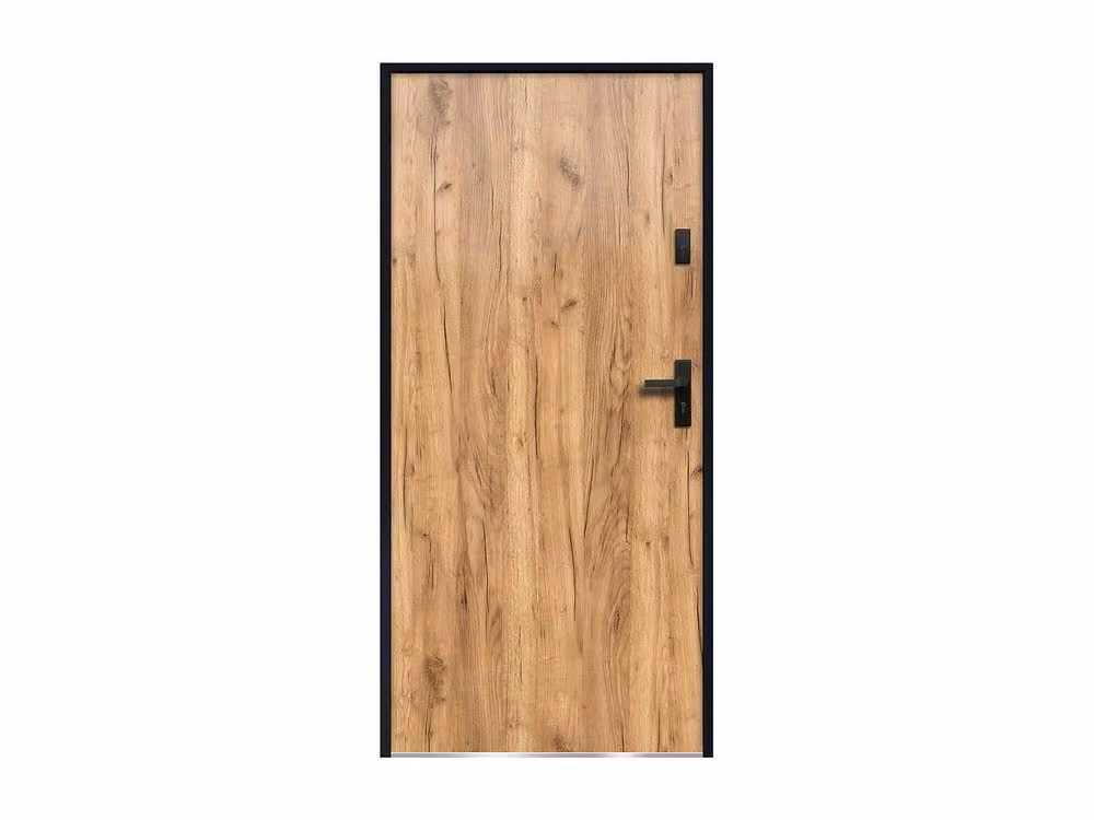 Vente-unique Full Panel Steel Front Door in Light Oak Effect, Left-Hand Opening, H: 207 cm, W: 100 cm – 2