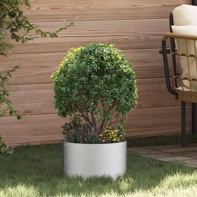 Berkfield Home Silver Galvanised Metal Planter Pot, Diameter: 30 cm – 1