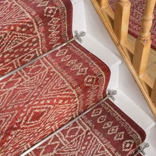 runrug Afrikans Stair Runner Carpet in Red – 4