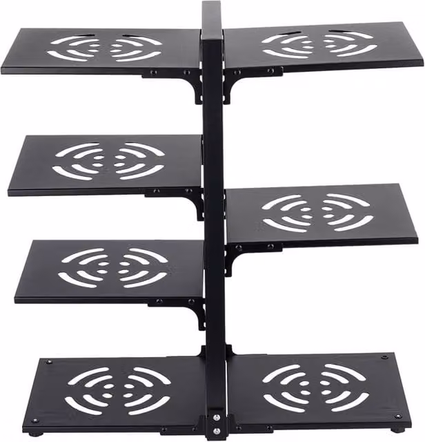 Garden Sanctuary 7-Tier Adjustable Metal Kitchen Pot Rack Organizer, Black, W: 53.0 cm, D: 51.0 cm