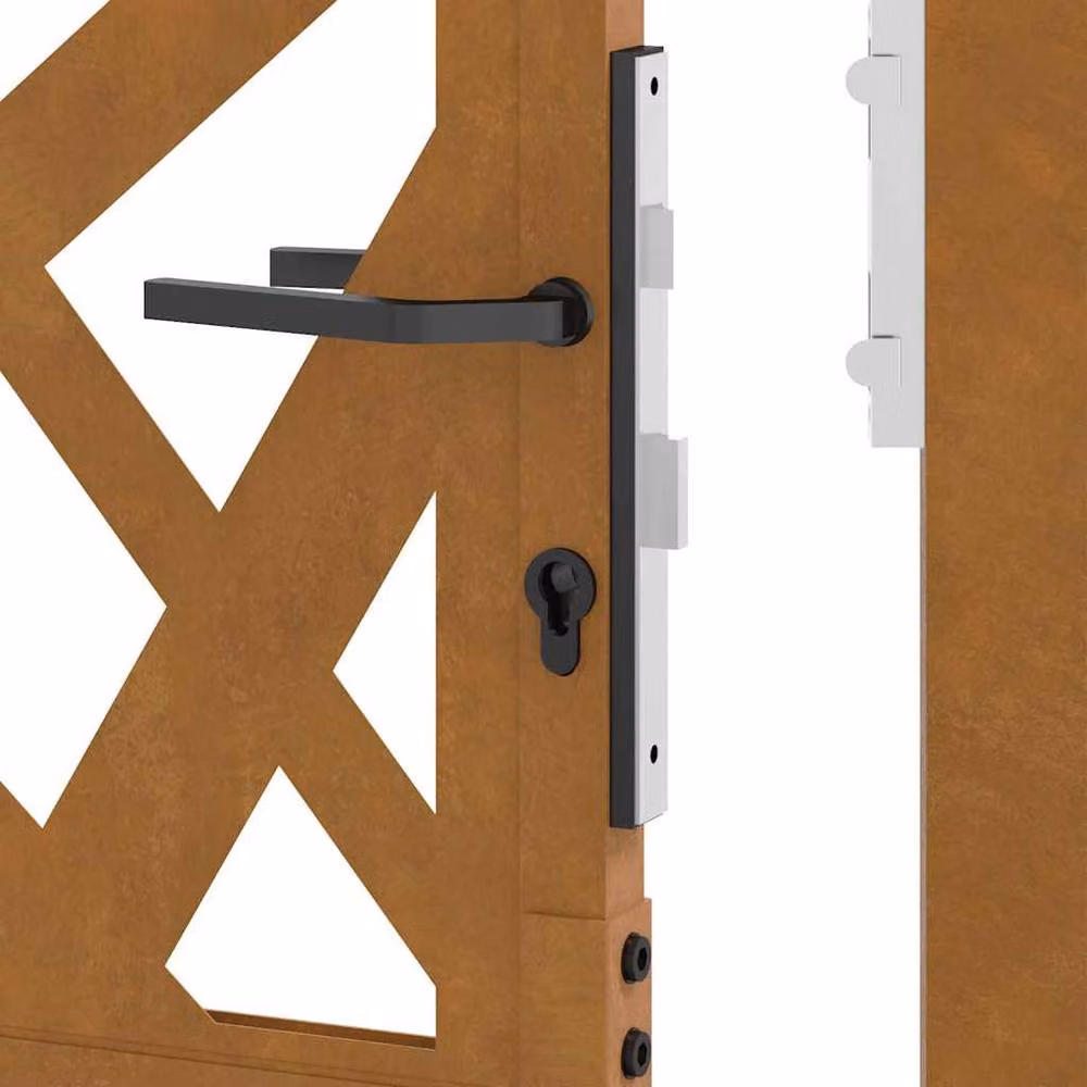 Berkfield Home Garden Gate in Brown Weathering Steel, W: 105 cm, H: 155 cm – 5