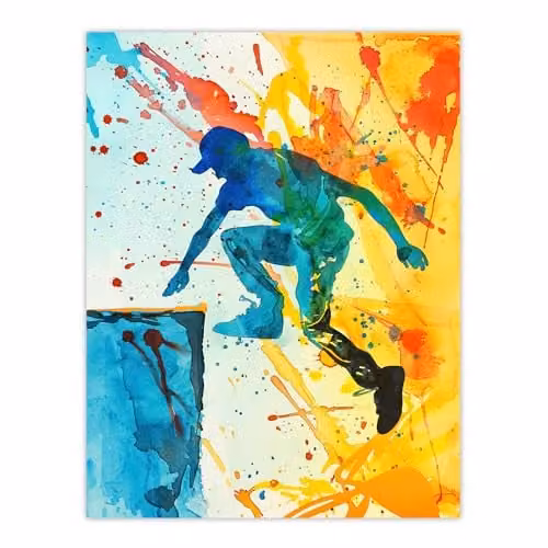 Artery8 Parkour Jump Urban Sport Abstract Wall Art Poster Print, Multicolour, W: 45.72 cm, H: 60.96 cm – 1