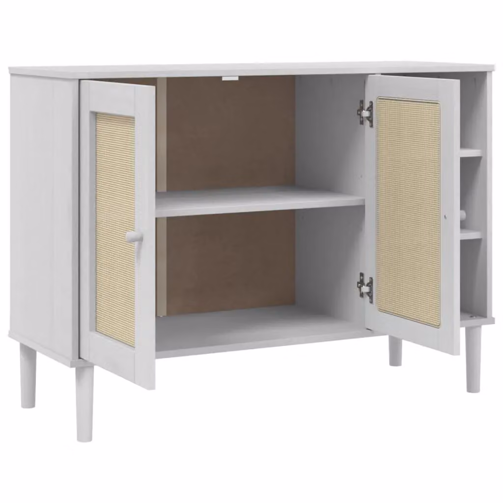 Berkfield Home Senja Sideboard in White Rattan Look Solid Pine Wood, W/D/H: 112 x 40 x 80 cm – 2