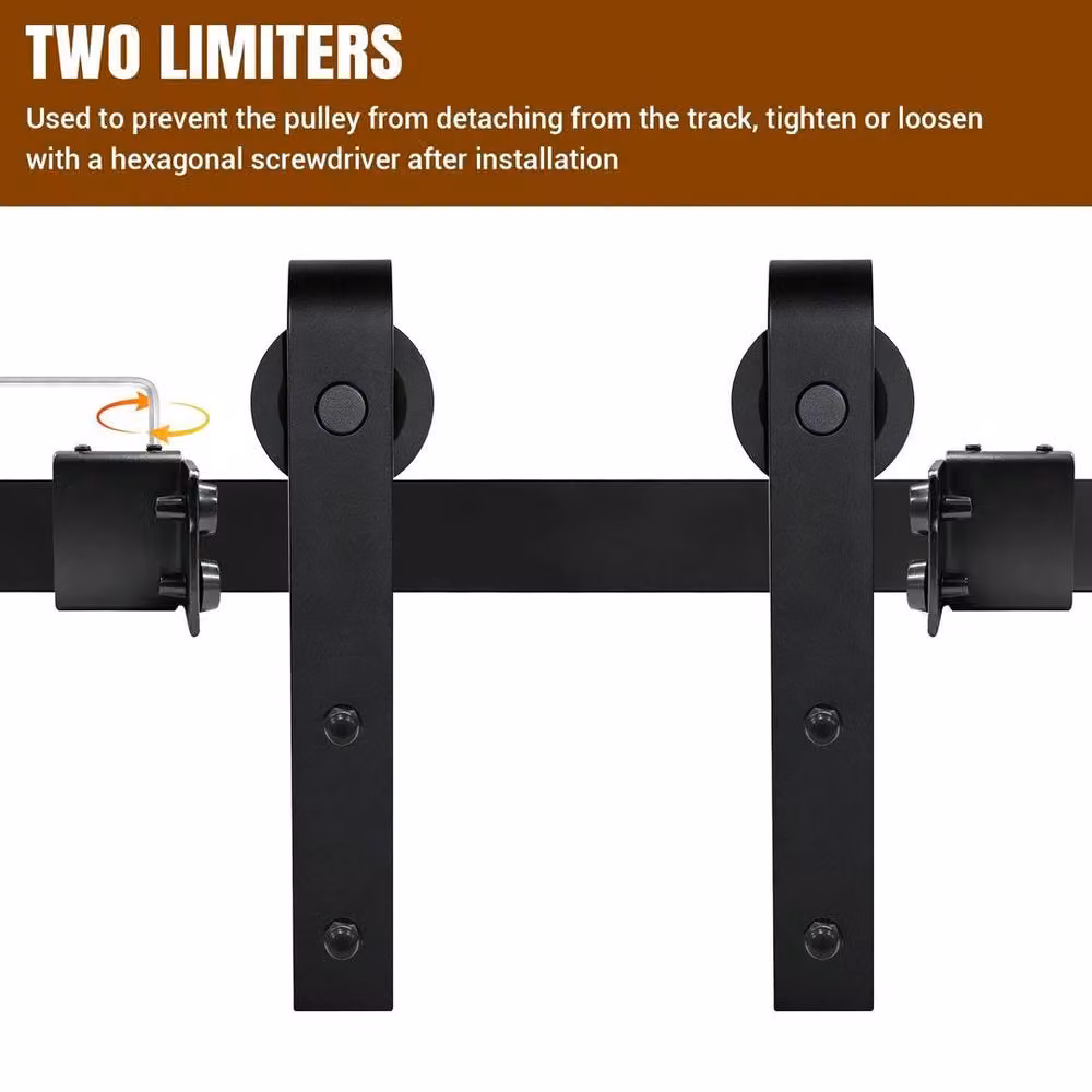 Kelvenix Black Sliding Wood Barn Door Hardware Kit, W: 1000 cm, H: 520 cm – 4