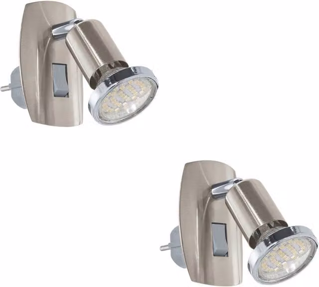 Loops 2 Pack Modern LED Wall Lights in Chrome and Silver with GU10 Bulbs Included – 1