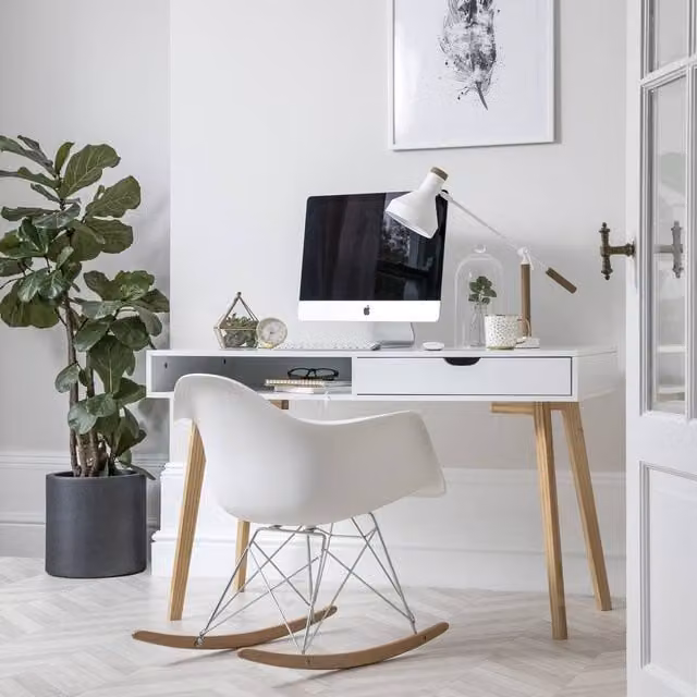 Nöa and Nani Ludvig Modern Computer Desk in White and Natural Pine – 1