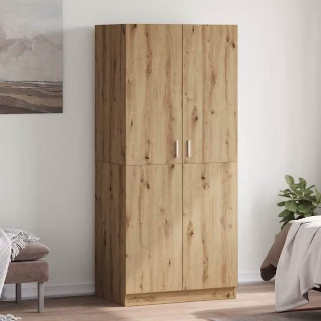 Berkfield Home Artisan Oak Wardrobe in Brown, W/D/H: 90 x 52 x 200 cm