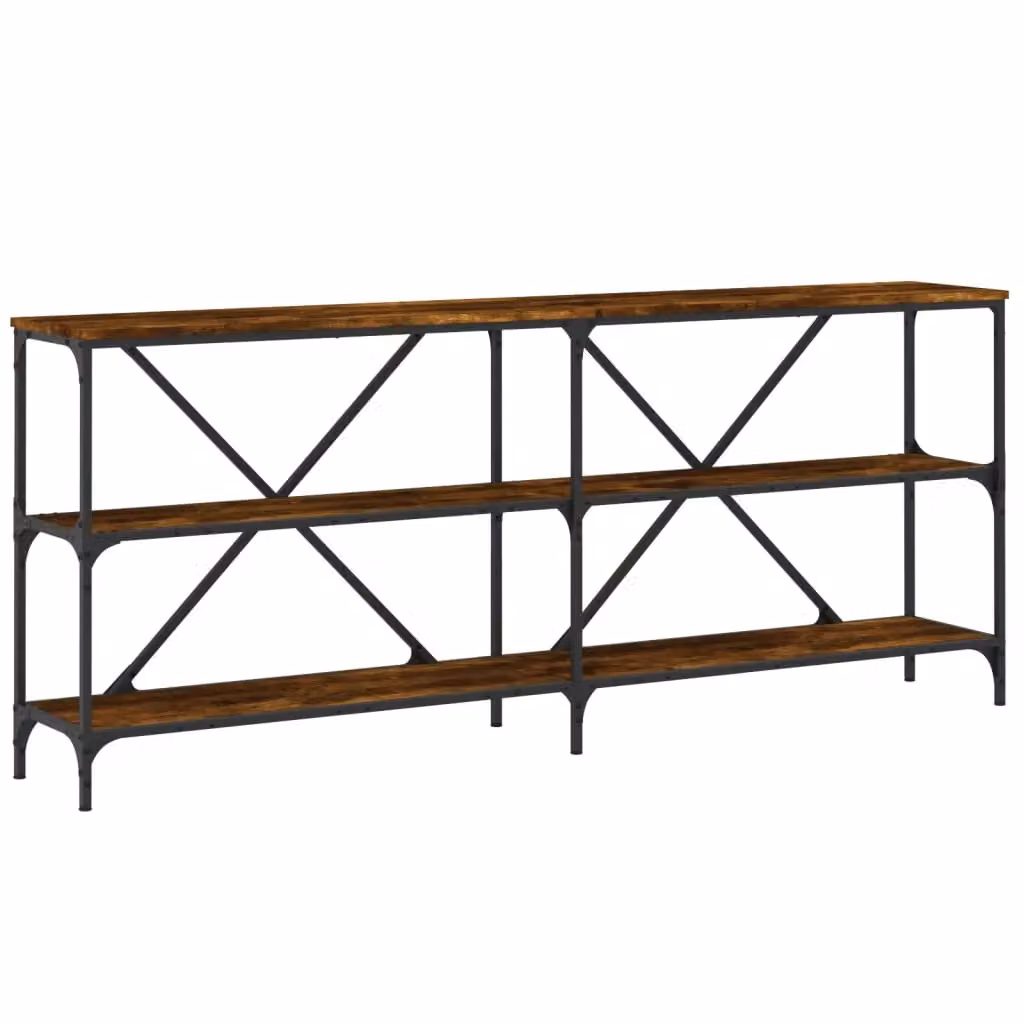 Berkfield Home Industrial Console Table in Smoked Oak and Brown, W/D/H: 180 x 30 x 75 cm – 2