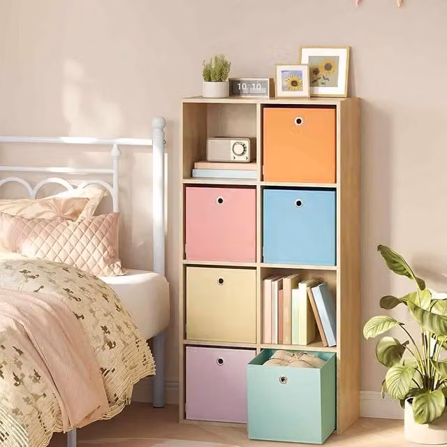 The Bazaarist Pack of 6 Foldable Fabric Storage Cubes with Handles, Multicolour – 1