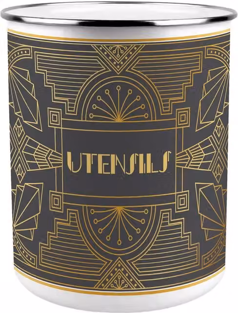 Purely Home Vintage Glamour Metal Utensil Holder in Gold or Grey, W: 18.0 cm, D: 18.0 cm, H: 16.5 cm – 2