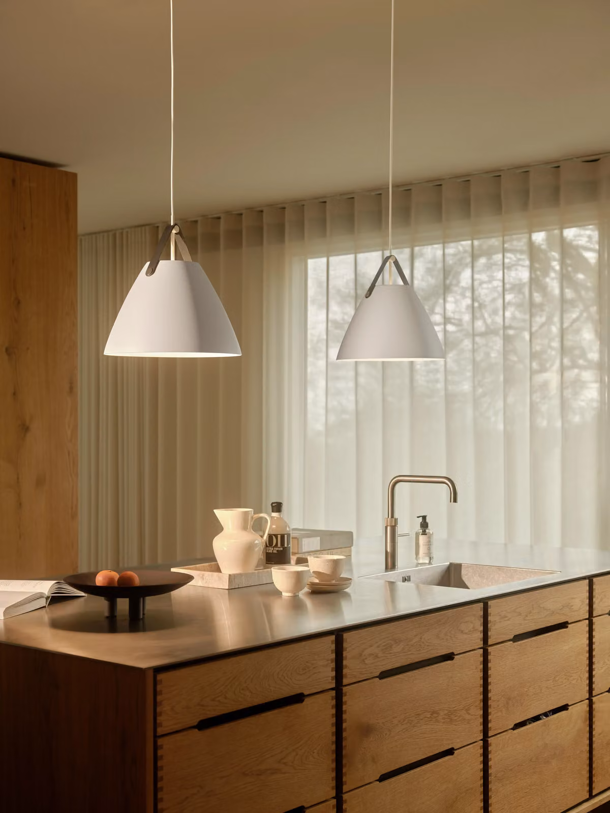 Nordlux Strap Suspended Pendant Light in White Metal with E27 Fitting, Diameter: 36 cm – 2
