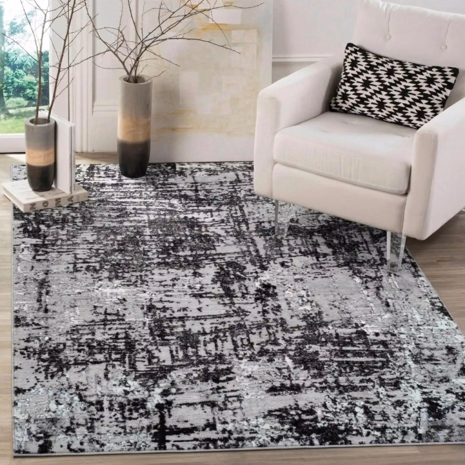 Desire Rugs Serenity Modern Abstract Area Rug in Black, W: 200 cm, D: 290 cm – 3