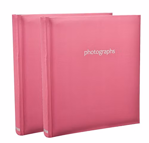 Arpan 2 Pack Pink Photo Album and Memo Book for 120 Photos (13 x 18 cm) with Index Page and DVD Pockets