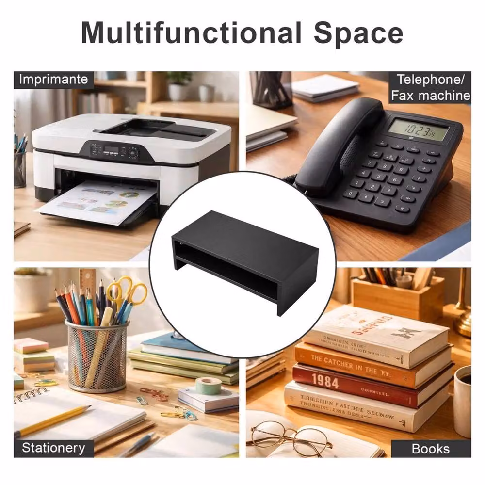 Nordara Black Wood Monitor Stand Riser W/D/H: 23.5 x 23.5 x 14.0 cm – 5