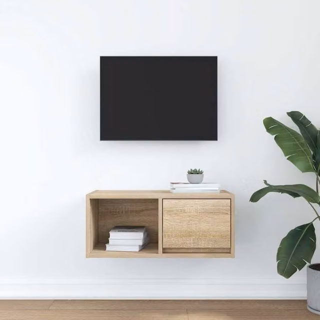 Berkfield Home TV Cabinet in Sonoma Oak, Brown, W: 60 cm, D: 31 cm, H: 25.5 cm