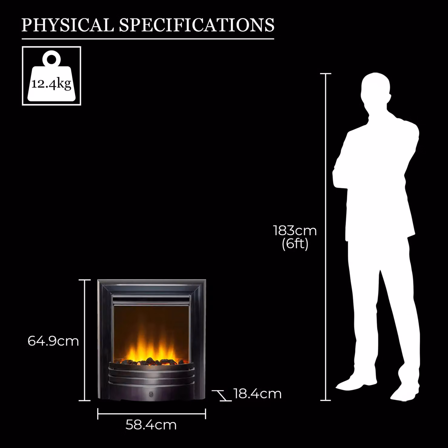 Acantha Fires & Fireplaces Amara Coal Electric Fire in Black Nickel with Remote Control – 3