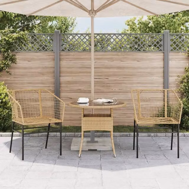 Berkfield Home Beautiful Garden Chairs, Set of 2, Tan Brown Poly Rattan with Metal Frame and Armrests – 1