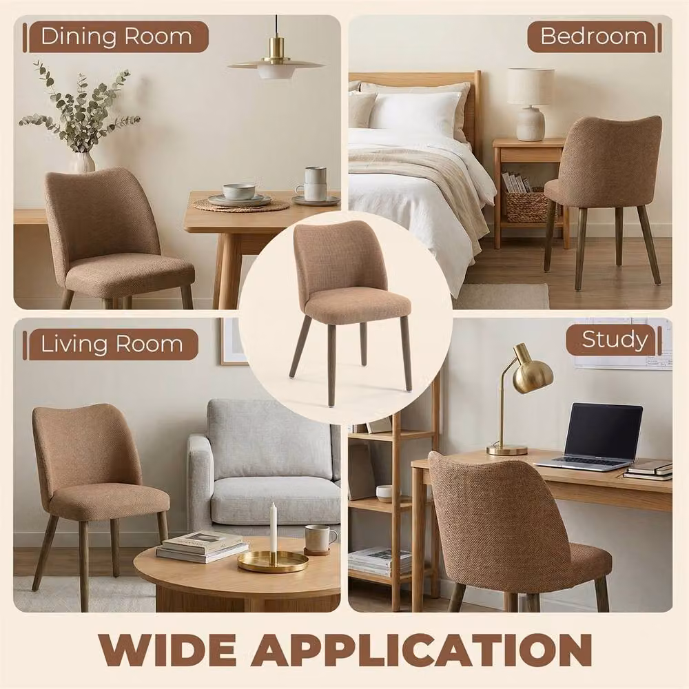 Nordara Set of 2 Brown Upholstered Dining Chairs with Rubberwood Frame, W/D/H: 50 x 50 x 76 cm – 4