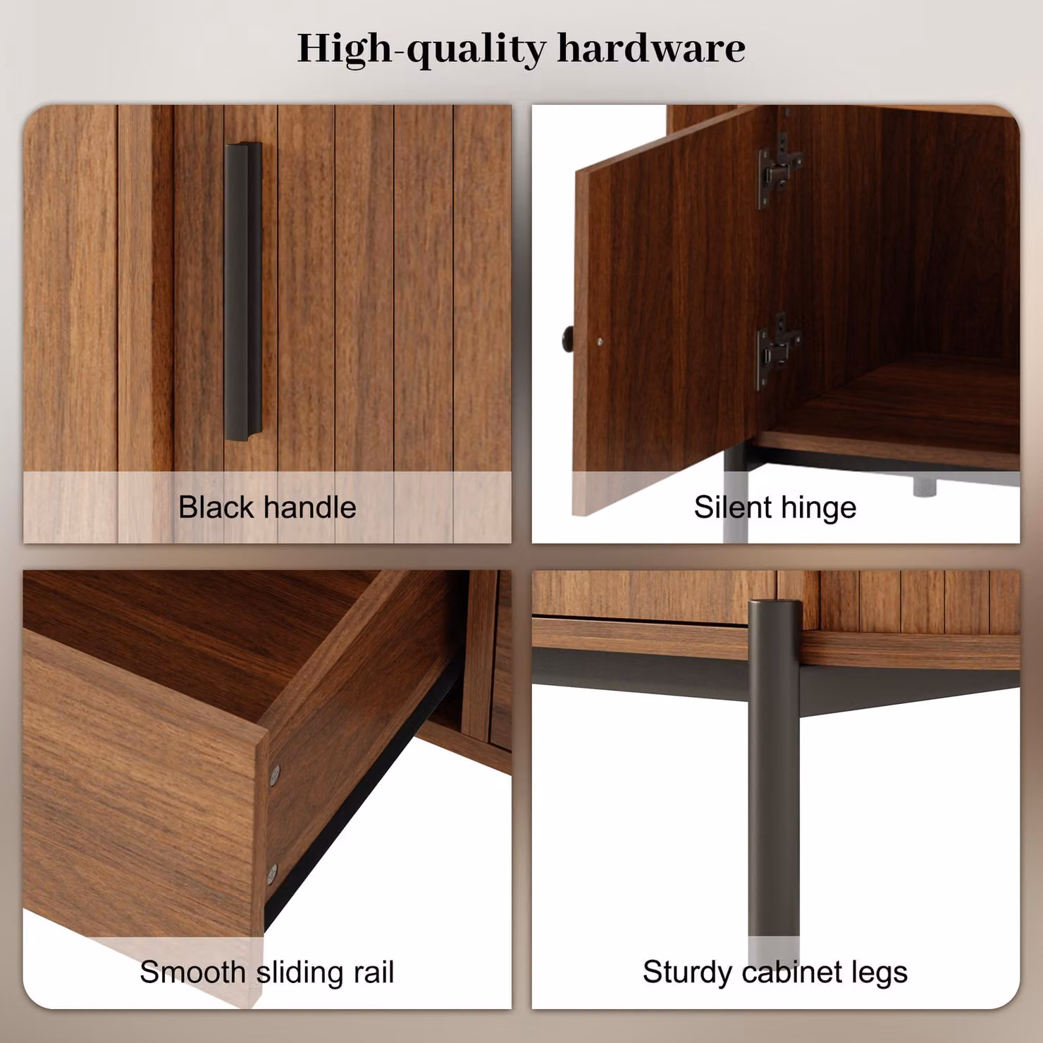 Aosom UK Walnut TV Stand with Rattan Sliding Doors, 2 Drawers and Metal Legs, W: 200 cm, D: 40 cm, H: 50 cm – 4