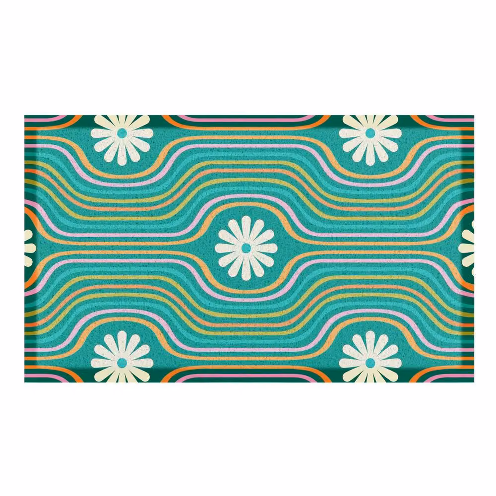 Artsy Mats Elizabeth Olwen Flower Lines Green Indoor/Outdoor Doormat W/D: 70 x 40 cm – 2