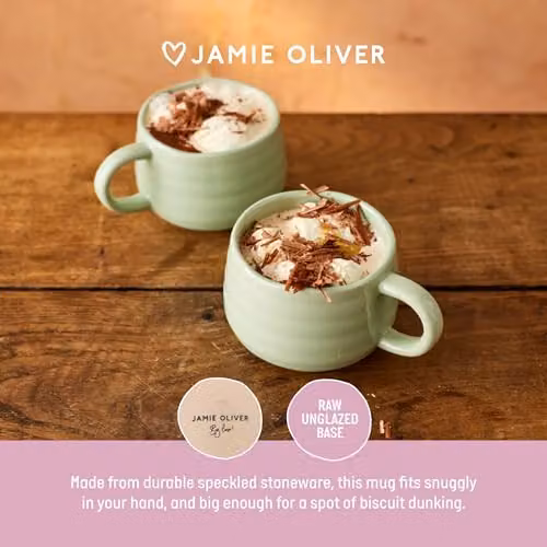 Jamie Oliver Big Love Green Cosy Cuppa Stoneware Mug Set of 2, 375ml each – 2