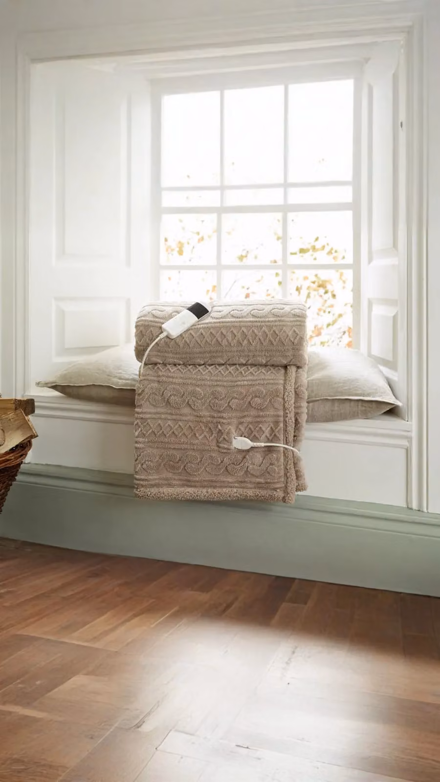 Deyongs Luxury Electric Heated Throw with Super Soft Sherpa in Beige, W: 140 cm, D: 180 cm – 2