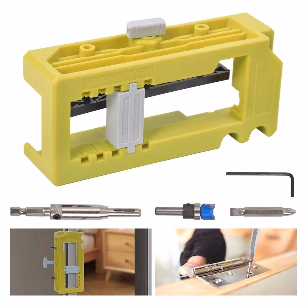 Nordara Door Hinge Routing Jig Adjustable Router Kit in Yellow – 2