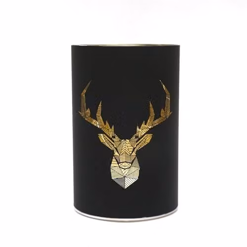 Shatchi Black and Gold Etched Glass Cylinder LED Table Lamp, Height: 17 cm – 2