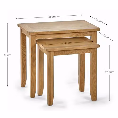 Julian Bowen Mallory Nest of 2 Side Tables in Oak, W: 56 cm, D: 50 cm, H: 38 cm – 2