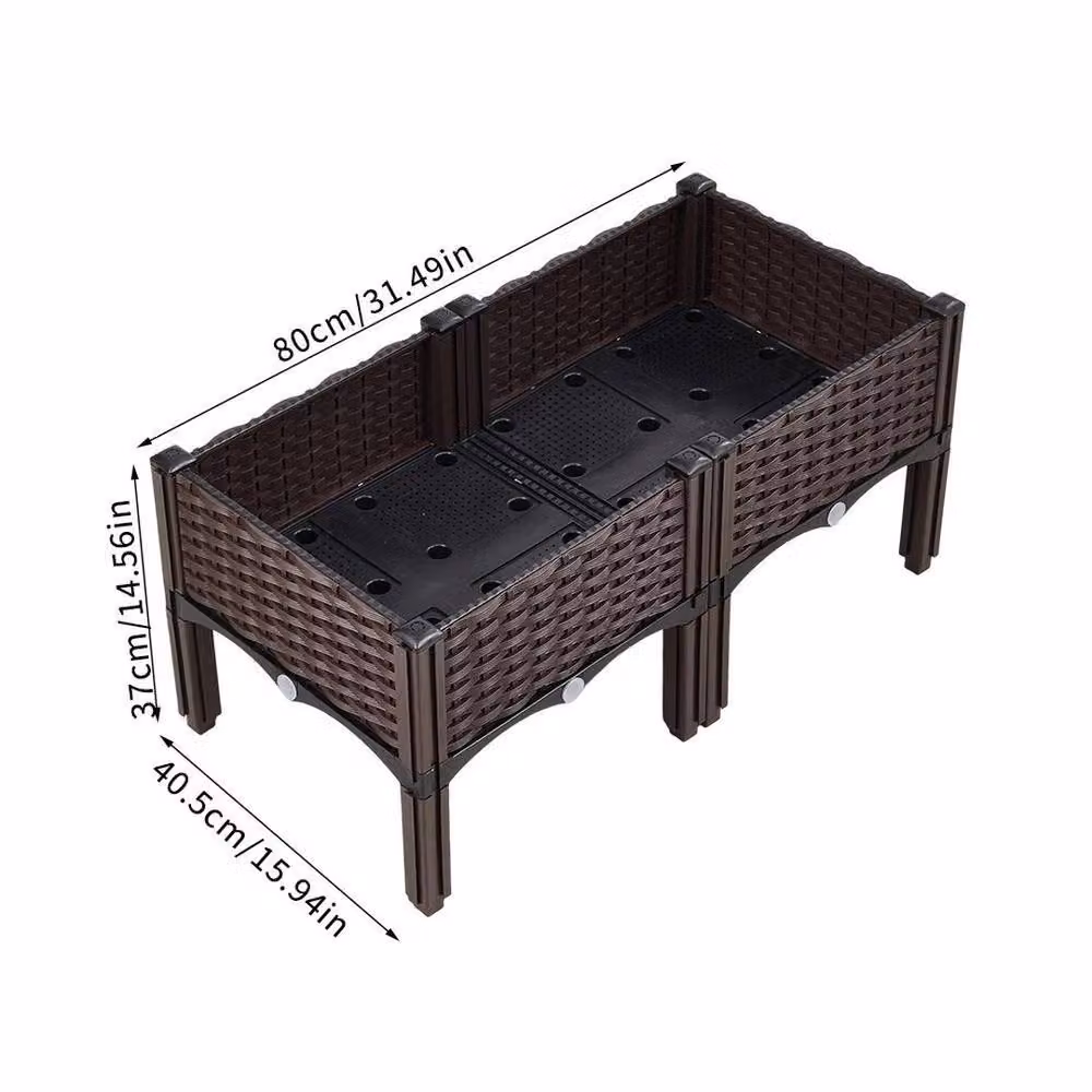 EONLION 2 Grid Large Raised Garden Bed Elevated Planter with Legs in Brown – 2