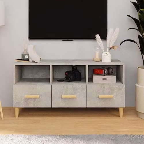 vidaXL Modern TV Cabinet in Concrete Grey, W/D/H: 102 x 36 x 50 cm – 2