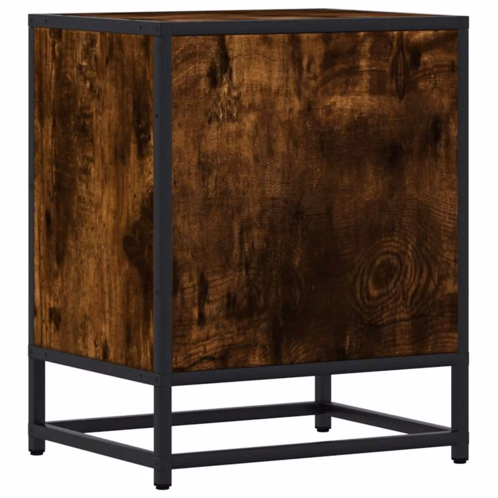 Berkfield Home Set of 2 Smoked Oak Bedside Cabinets in Brown, W/D/H: 40 x 31 x 50 cm – 6
