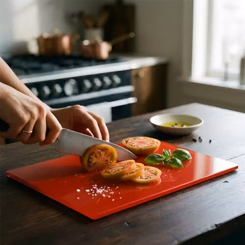 Harbour Housewares Red Glass Rectangular Chopping Board, W: 50 cm, D: 40 cm – 4