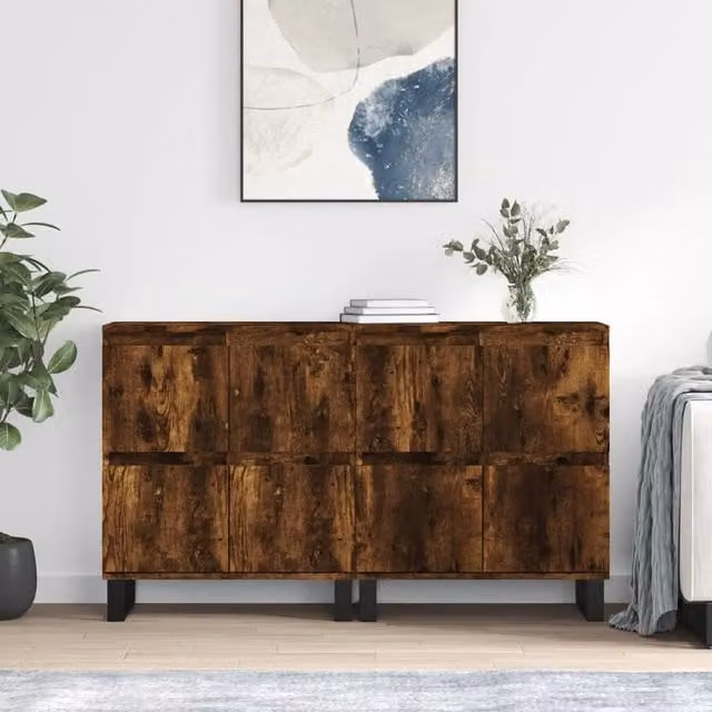 Berkfield Home Set of 2 Classic Wall Mounted Sideboards in Smoked Oak Brown Engineered Wood