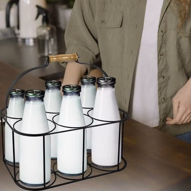 EONLION Metal Freestanding 6 Milk Bottle Holder in Black, Height: 100 cm – 1