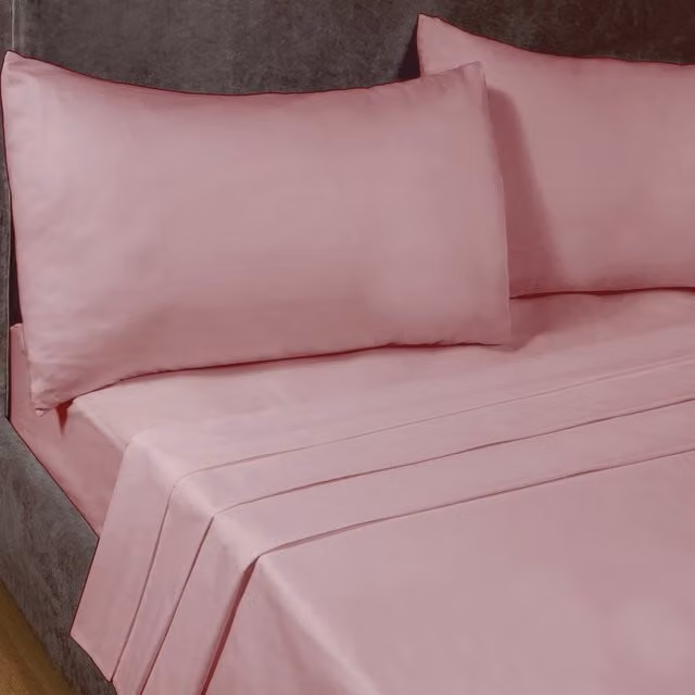 Rapport Home Pink Polycotton Percale 180 Thread Count Fitted Valance